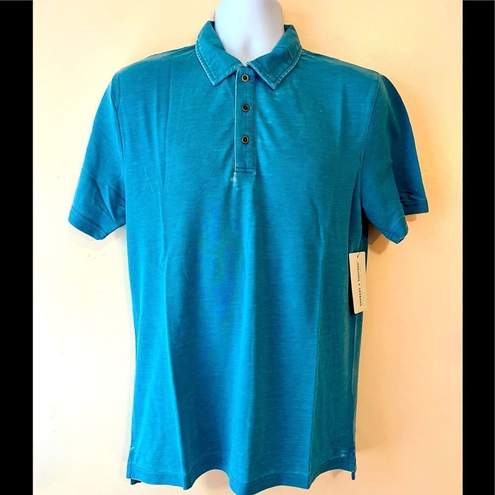 Threads 4 Thought Sustainable Aqua Polo Shirt Sz M
